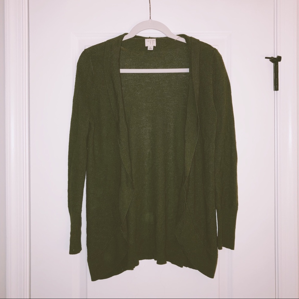 green cardigan